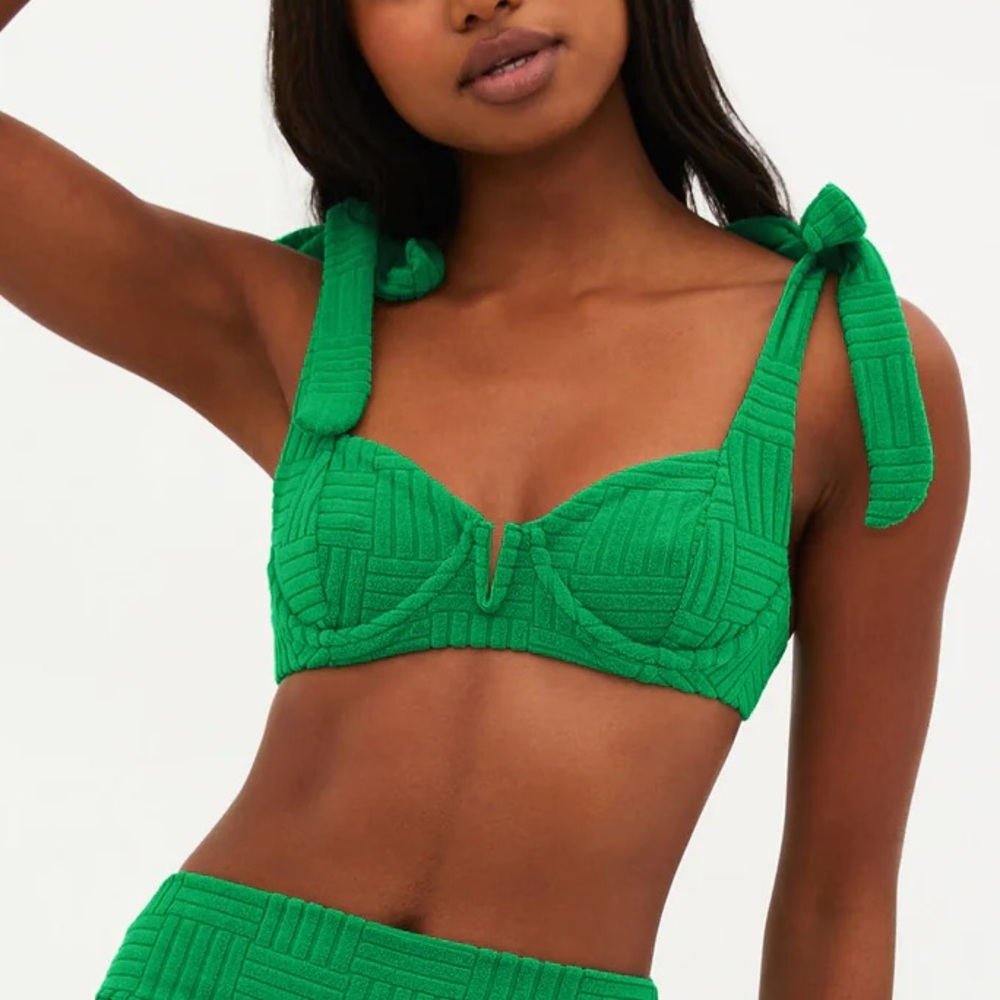 Beach Riot Blair Bikini Top Jelly Bean Green Terry